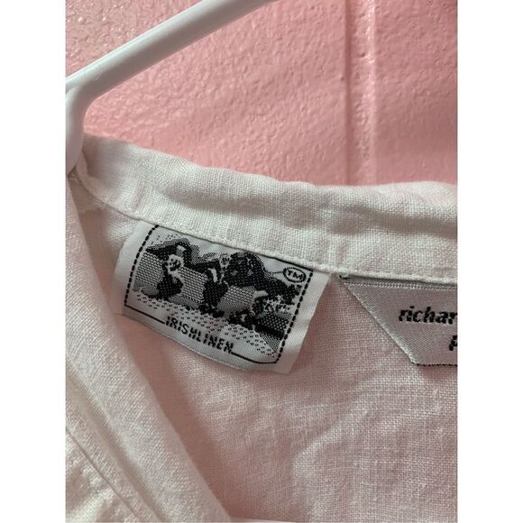 Richard Malcolm Ladies White Embroidered Irish Linen Button-up Blouse Size PM - Picture 5 of 8